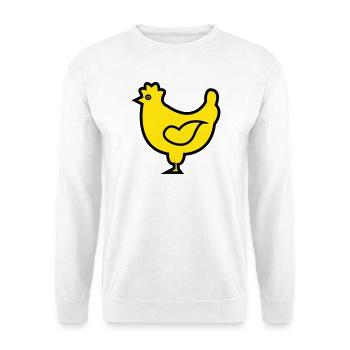 Gelbes Huhn Silhouette - Unisex Pullover - Weiß - Vorne - Alina (178cm) & Michal (187cm)