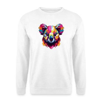 Geometrischer Regenbogen Koala - Unisex Pullover - Weiß - Vorne - Alina (178cm) & Michal (187cm)