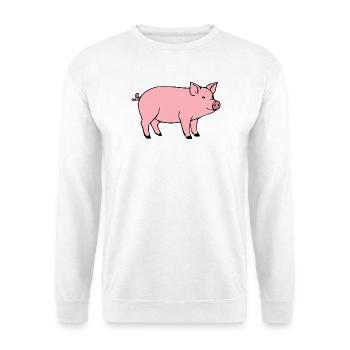 Schwein rosa Metzger Fleischer Geschenk - Unisex Pullover - Weiß - Vorne - Alina (178cm) & Michal (187cm)