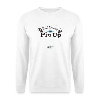 Stolze Mama & Pin-Up – Rockabilly-Mama - Unisex Pullover - Weiß - Vorne - Alina (178cm) & Michal (187cm)