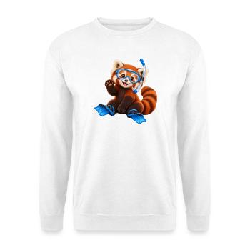 Tauchender Red Panda - Unisex Pullover - Weiß - Vorne - Alina (178cm) & Michal (187cm)