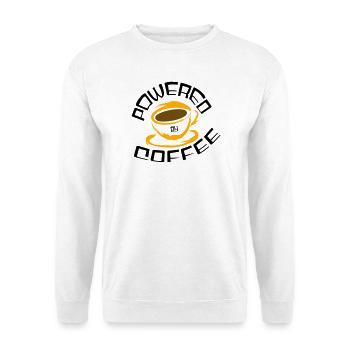 Powered by Coffee - Unisex Pullover - Weiß - Vorne - Alina (178cm) & Michal (187cm)