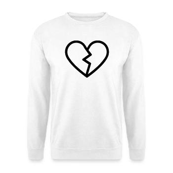 gebrochenes Herz - Unisex Pullover - Weiß - Vorne - Alina (178cm) & Michal (187cm)