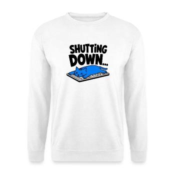 Geek ist ausverkauft – WIRD GESCHLOSSEN - Unisex Pullover - Weiß - Vorne - Alina (178cm) & Michal (187cm)
