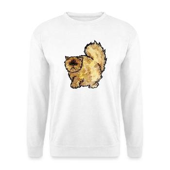 Grumpy Fluffy Cat Aquarell - Unisex Pullover - Weiß - Vorne - Alina (178cm) & Michal (187cm)