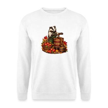 Dachs an der Apfelpresse - Unisex Pullover - Weiß - Vorne - Alina (178cm) & Michal (187cm)