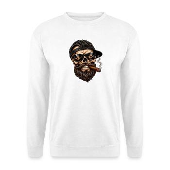 Skull Vibes – Bartmode auf Bearded Skull - Unisex Pullover - Weiß - Vorne - Alina (178cm) & Michal (187cm)