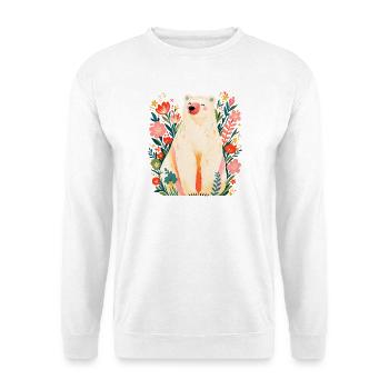 Eisbär Floral Bear Wild Nature Lover Kunst - Unisex Pullover - Weiß - Vorne - Alina (178cm) & Michal (187cm)