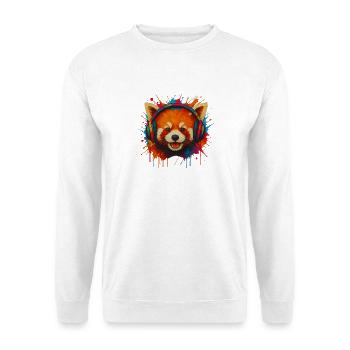 Roter panda mit bunten Kopfhörern - Unisex Pullover - Weiß - Vorne - Alina (178cm) & Michal (187cm)