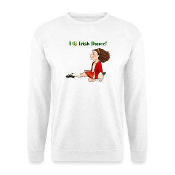 Irisches Tanzmädchen im roten Kleid - Unisex Pullover - Weiß - Vorne - Alina (178cm) & Michal (187cm)