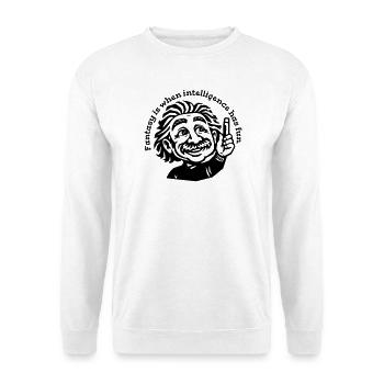 FANTASY = IQ + FUN - Unisex Pullover - Weiß - Vorne - Alina (178cm) & Michal (187cm)