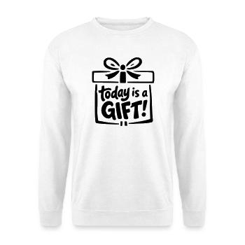 Today is a Gift - Unisex Pullover - Weiß - Vorne - Alina (178cm) & Michal (187cm)