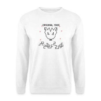MANDOMBE_ORIGNAL - Unisex Pullover - Weiß - Vorne - Alina (178cm) & Michal (187cm)