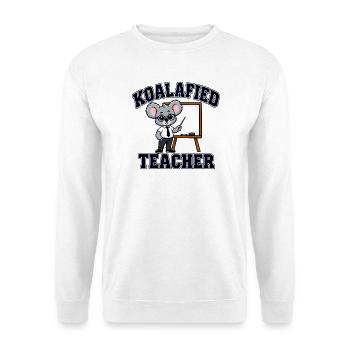 Koalafied Funny Educator Assistent Zitat - Unisex Pullover - Weiß - Vorne - Alina (178cm) & Michal (187cm)