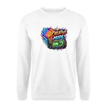 Kreativer Modus Neon Druck - Unisex Pullover - Weiß - Vorne - Alina (178cm) & Michal (187cm)