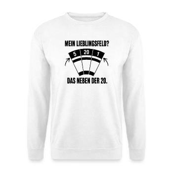 Daneben geworfen Dartspieler Humor 5 und 1 - Unisex Pullover - Weiß - Vorne - Alina (178cm) & Michal (187cm)