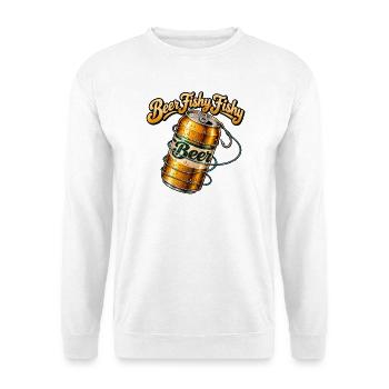 Beer Fishy Fishy Keg Design - Unisex Pullover - Weiß - Vorne - Alina (178cm) & Michal (187cm)