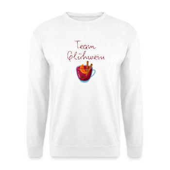 TEAM GLÜHWEIN, WEIHNACHTSMARKT, BÜRO, JOB, TEAM - Unisex Pullover - Weiß - Vorne - Alina (178cm) & Michal (187cm)