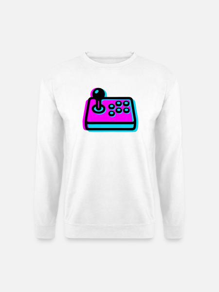 Pinker Arcade Stick Glitch Icon - Unisex Pullover - Weiß