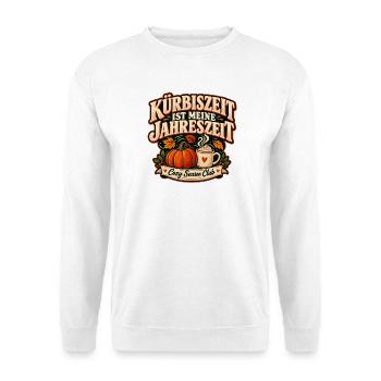 Kürbiszeit ist meine Jahreszeit Cozy Herbst Motiv - Unisex Pullover - Weiß - Vorne - Alina (178cm) & Michal (187cm)
