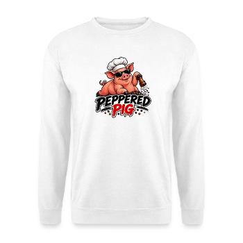 Peppered Pig Kochchef Cartoon - Unisex Pullover - Weiß - Vorne - Alina (178cm) & Michal (187cm)