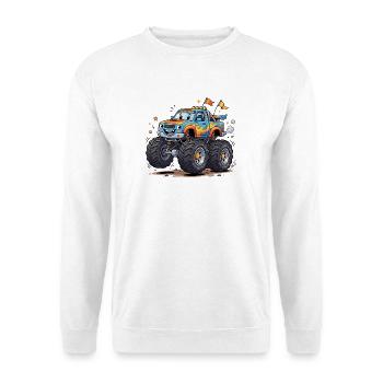 Flammen-Monstertruck Cruiser - Unisex Pullover - Weiß - Vorne - Alina (178cm) & Michal (187cm)