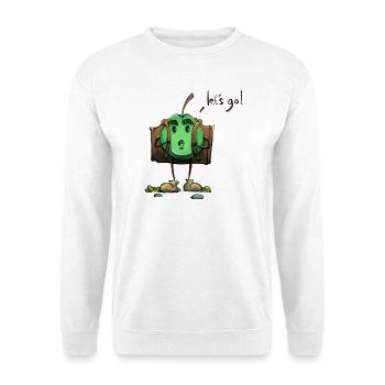 Apple Adventurer – Los geht's! - Unisex Pullover - Weiß - Vorne - Alina (178cm) & Michal (187cm)