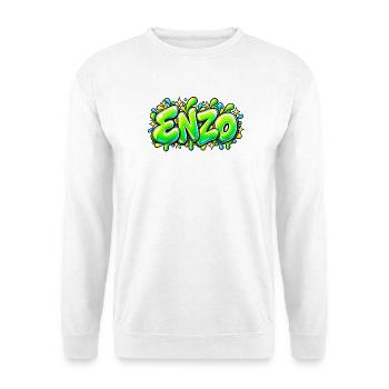 ENZO in Graffiti: das Geschenk, das das Feuer entfacht! - Unisex Pullover - Weiß - Vorne - Alina (178cm) & Michal (187cm)