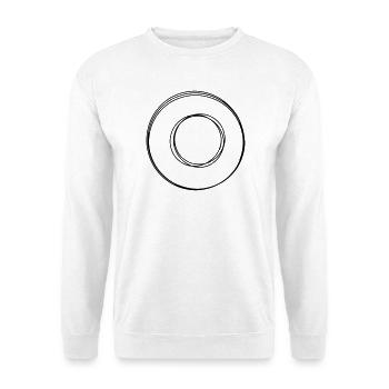 Gradzeichen handgezeichnet - Unisex Pullover - Weiß - Vorne - Alina (178cm) & Michal (187cm)