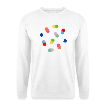Farbblock-Kapsel-Burst - Unisex Pullover - Weiß - Vorne - Alina (178cm) & Michal (187cm)