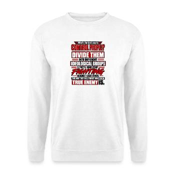Teile sie, kontrolliere Menschen - Unisex Pullover - Weiß - Vorne - Alina (178cm) & Michal (187cm)