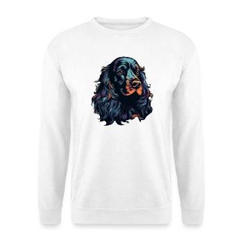 Spaniel Hund Kopf Schwarz Bunt - Unisex Pullover - Weiß - Vorne - Alina (178cm) & Michal (187cm)