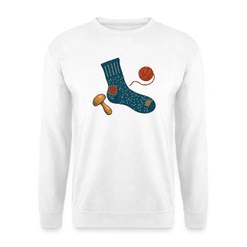 Reparierte Wollsocke und Stopfpilz - Unisex Pullover - Weiß - Vorne - Alina (178cm) & Michal (187cm)