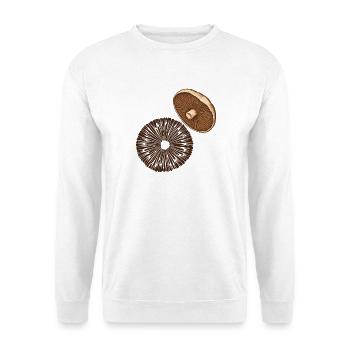 Pilzkiemen und Sporenabdruck - Unisex Pullover - Weiß - Vorne - Alina (178cm) & Michal (187cm)