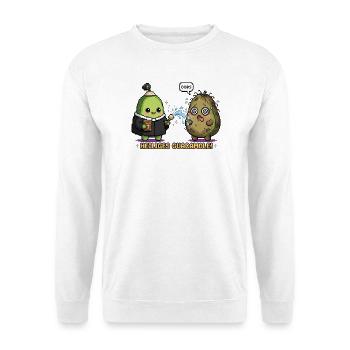 Heiliges Guacamole! Lustiger Avocado Pixel-Art  - Unisex Pullover - Weiß - Vorne - Alina (178cm) & Michal (187cm)