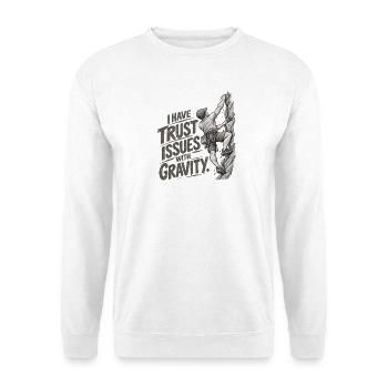 Lustiger Kletter-Schwerkraft-Humor - Unisex Pullover - Weiß - Vorne - Alina (178cm) & Michal (187cm)