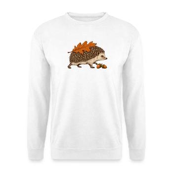 Igel mit Herbstblatt - Unisex Pullover - Weiß - Vorne - Alina (178cm) & Michal (187cm)