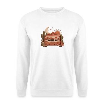 Wüsten Cassette Traumlandschaft - Unisex Pullover - Weiß - Vorne - Alina (178cm) & Michal (187cm)