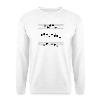 Happy Birthday – Musikalischer Geburtstagsgruß - Unisex Pullover - Weiß - Vorne - Alina (178cm) & Michal (187cm)