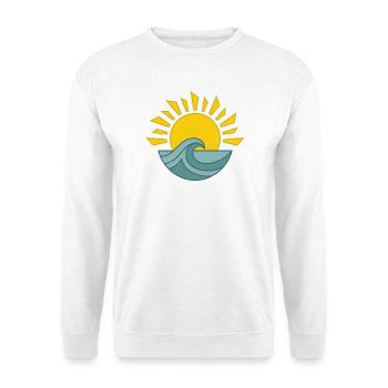 Sonnenaufgang über dem Meer - Unisex Pullover - Weiß - Vorne - Alina (178cm) & Michal (187cm)