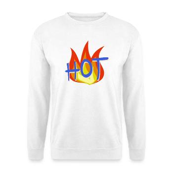 Flammen Hashtag Motiv - Unisex Pullover - Weiß - Vorne - Alina (178cm) & Michal (187cm)