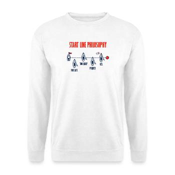 Start Line Philosophy – Segelregatta - Unisex Pullover - Weiß - Vorne - Alina (178cm) & Michal (187cm)