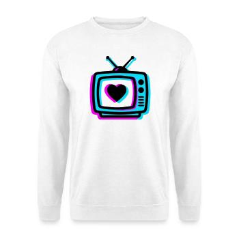 Neon Herz TV Retro - Unisex Pullover - Weiß - Vorne - Alina (178cm) & Michal (187cm)