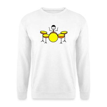 Trommel Drumset Drummer - Unisex Pullover - Weiß - Vorne - Alina (178cm) & Michal (187cm)
