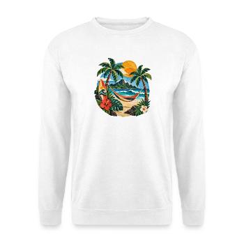 Inseltraum Strandhimmel Hängematte - Unisex Pullover - Weiß - Vorne - Alina (178cm) & Michal (187cm)