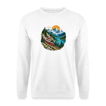 Bergbahn am See Panorama - Unisex Pullover - Weiß - Vorne - Alina (178cm) & Michal (187cm)