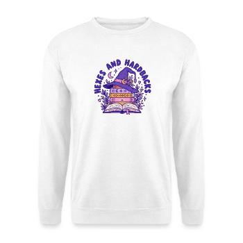 Hexenlese und Buchzauber - Unisex Pullover - Weiß - Vorne - Alina (178cm) & Michal (187cm)