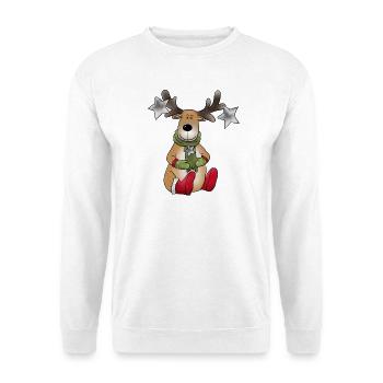 Rudolf_mit_Stern - Unisex Pullover - Weiß - Vorne - Alina (178cm) & Michal (187cm)