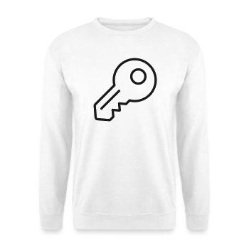 Sicherheits-Schlüsselzeilen-Symbol - Unisex Pullover - Weiß - Vorne - Alina (178cm) & Michal (187cm)
