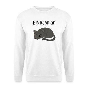 Katzen Nachthemd Schlafanzug Pyjama Bedwoman - Unisex Pullover - Weiß - Vorne - Alina (178cm) & Michal (187cm)
